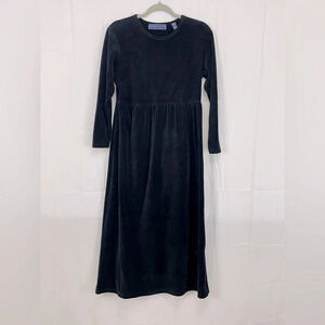 Karen Scott Black Cotton Velvet Knit short cuff sleeve shift dress. PS.